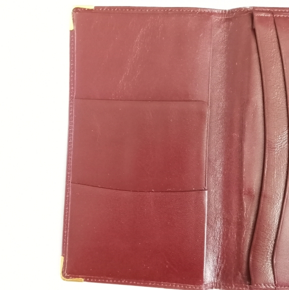 Cartier Bordeaux Leather Checkbook Long Wallet with gold accents - Picture 8 of 12